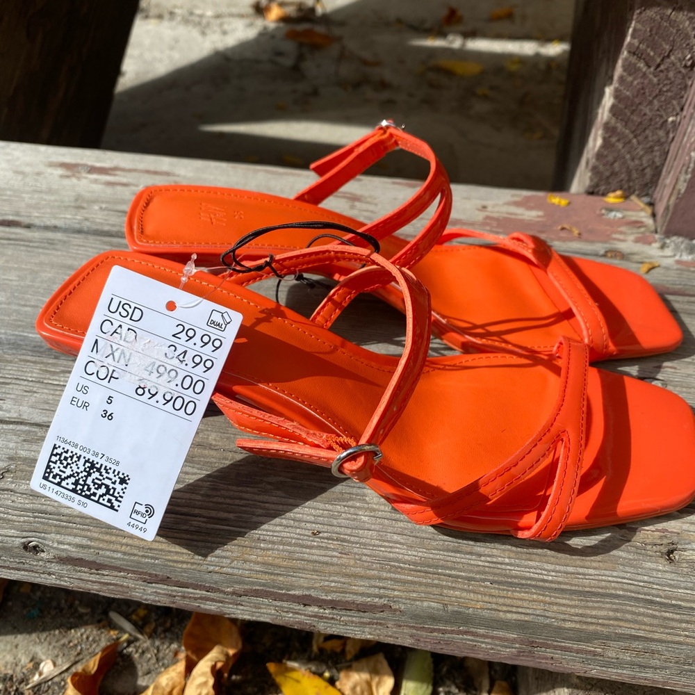 H&M Vibrant Orange Strappy Heels